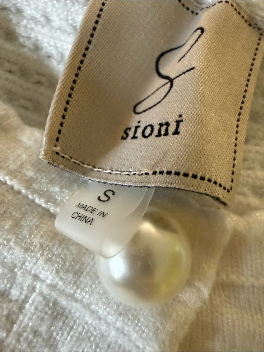 Sioni Ivory Textured Pearl-Button Cardigan